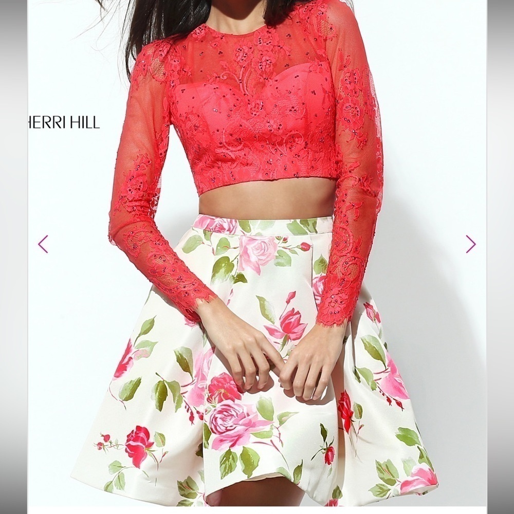 Sherri Hill 50563 Prom Lace Top Only Watermelon color